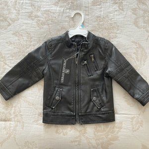 Urban Republic Dark Brown Full Zip Faux Leather Moto Jacket - Boys Size 18Months